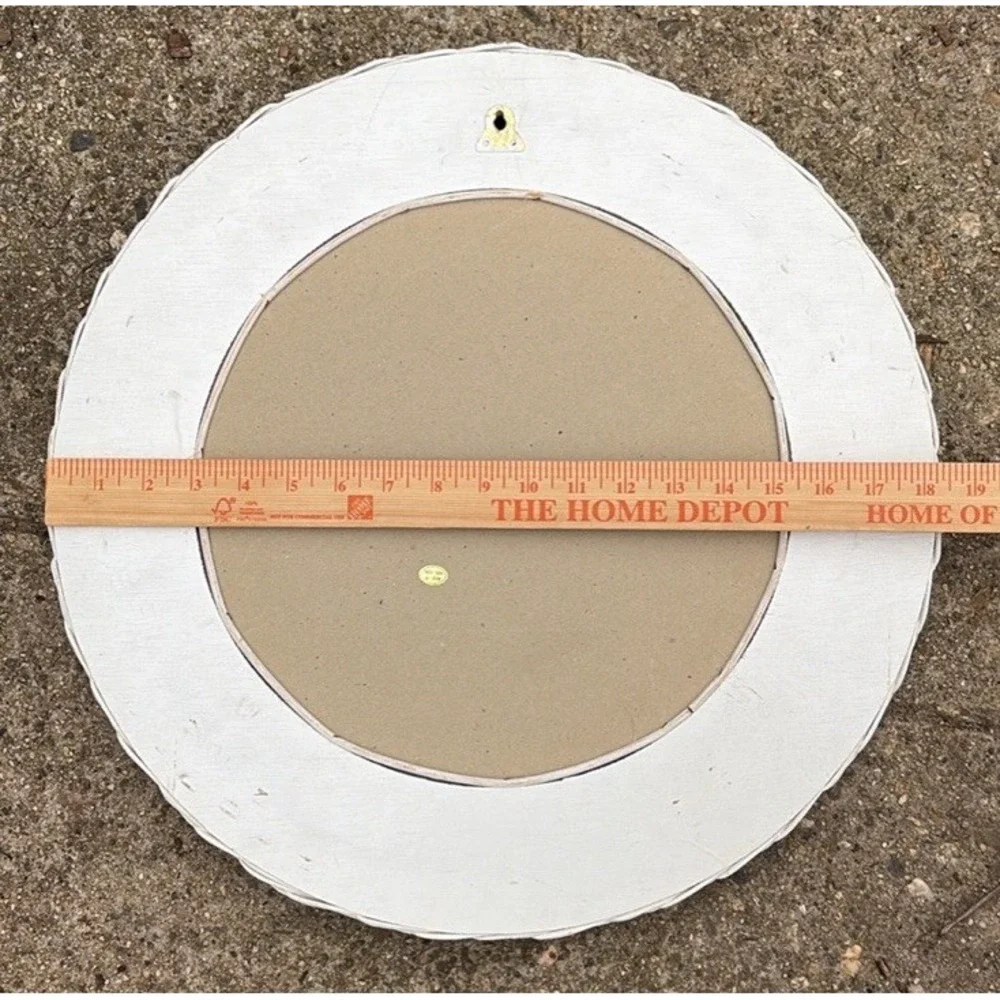 Vintage Round White Wicker‎ Mirror 19